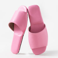Womens PU Leather Plain Color Simple Slippers For Home Use