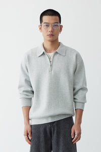 Korean Style Niche Casual Polo Collar Knitwear Sweater For Men