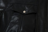 Men's Casual American Style Loose Flying PU Leather Jacket Coat