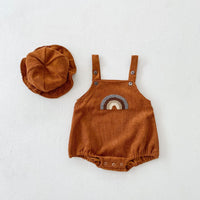 Corduroy Rainbow Sling Romper Baby Strap Bodysuit
