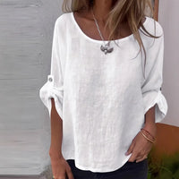 Solid Color Round Neck Casual Fashion Simple Design Women's Elegant Shirt