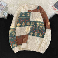 Fleece-lined Thickened Turtleneck Retro Art Design Sweater Warm