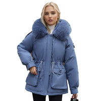 Women's Clothing Fleece-lined Thick Parka Short Slim Fit