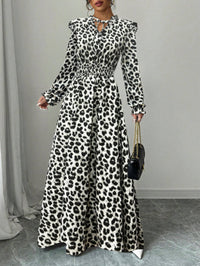 European And American-style Floral Print Long-sleeve Maxi Dress
