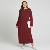Women's Casual Solid Color Loose Plus-size Knitted Lace Dress