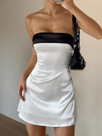 Black And White Halterneck Sexy Summer Slim-fit Short Dress