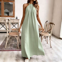 Vacation Style Relaxed Chic Halter Dress