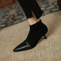 Black Womens Ankle Boots With A Thin Heel Stylish Versatile And Figure-flattering