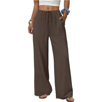 Fashionable Casual Solid-Color Versatile Womens Pants With Elastic Waist
