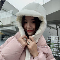 Unisex Warm Down Knit Beanie That Keeps Your Ears And Neck Cozy In Winter