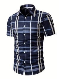Men's Business Summer Wide Loose Shoulder Short Sleeve Single-breasted Shirt