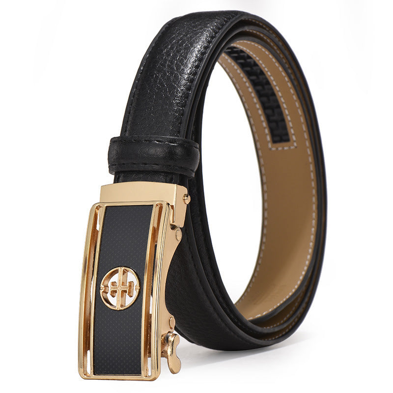 Women's Leather Automatic Buckle Decorative Thin Belt