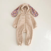 Baby Girl Bunny Jumpsuit Lazy Zipper Newborn Hooded Pajamas