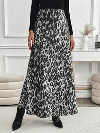 Slimming Leopard Print Skirt High-waisted Loose Long Dress With Print