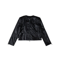 Texture Sense Padded Shoulder Leather Coat Men