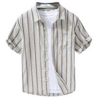 Striped Minimalist Short Sleeve Shirt Beach Casual