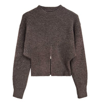 New Autumn Split-zip Short Sweater