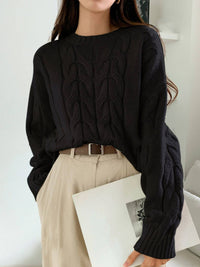 Round Neck Pure Color All-matching Trendy Sweater Top