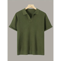 Men's Short-sleeve Knitted Sweater Breathable Waffle