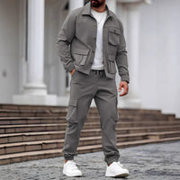 Cross-border Heavy Men's Vintage Overalls Jacket Multi-pocket Trousers Trendy Tough Guy Suit