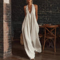 Casual And Comfortable Lace-trimmed Loose Linen Jumpsuit
