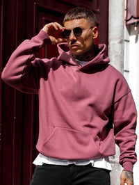 European And American Men's Sports Solid Color Fleece Sweater Hoodie