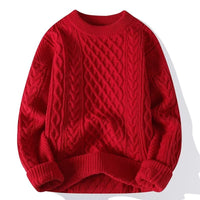 Men's Fashion Loose Twisted Wool Round Neck Sweater