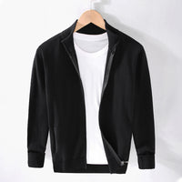 Men's Stand-Up Collar Slim-Fit Zipper Casual Solid-Color Top