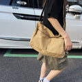 Washed Canvas Draping Women's Artistic Casual Crossbody Bag