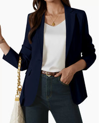 Women's Long Sleeve Solid Color Polo Collar Small Suit Jacket