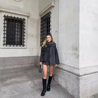 Women's Asymmetric Scarf Shorts Knitted Coat