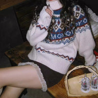Women's Thick Retro College Style Knitted Sweater