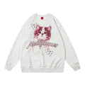 Kitten Animal Print Loose Round Neck Sweater