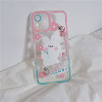 Flower Rabbit Chain Transparent Phone Case