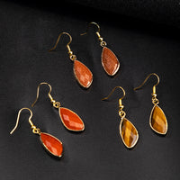 Natural Crystal Drop Earrings With Amethyst And Gold-plated Edges