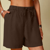 Women's Cotton Linen Pure Color Comfort Wide Leg Shorts