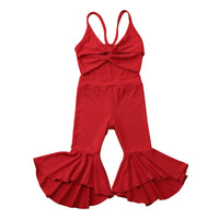 Hang Strip Solid Color One-piece Two-color Solid Color Fashion Sleeveless Jumpsuit For Baby Girl
