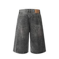 Worn Looking Washed-out Denim Shorts Men's Loose