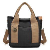 Women's Canvas Tote Bag With Contrasting Color Design