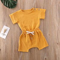 Unisex Baby Short Sleeve Shorts Gauze Casual Homewear