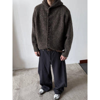 Autumn Winter Mens Japanese-Style Retro Hooded Button-Up Cardigan Sweater