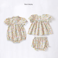 Girls' Floral Princess Short-sleeved Suit