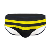 Men's Mixed Color Stripe Swim Briefs Rear Small Pocket Beach Swimming Simple Foreign Trade Triangle Bikini