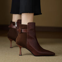 Autumn And Winter New French Retro Bow Spliced High Heels