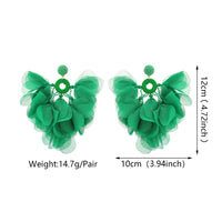 Handmade Bohemian Beaded Chiffon Flower Tassel Earrings For Women Tropical Vacation Statement Jewelry