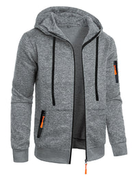 Men's Sports Fitness Casual Jacquard Sweater Hooded Coat