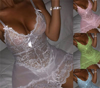 Bright Sheer Lace Embroidered Sling Nightdress Pajamas