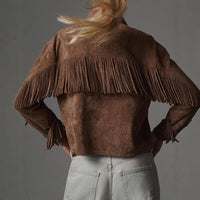 Brown Jacket With A Lapel Tassel Detailing, And Long Sleeves