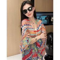 Popular Ethnic Style Shawl Summer Travel Wear Retro Buckle Sun Protection Coat