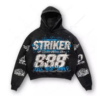 American Hoodie Letter Print Pullover Sweater Retro High Street